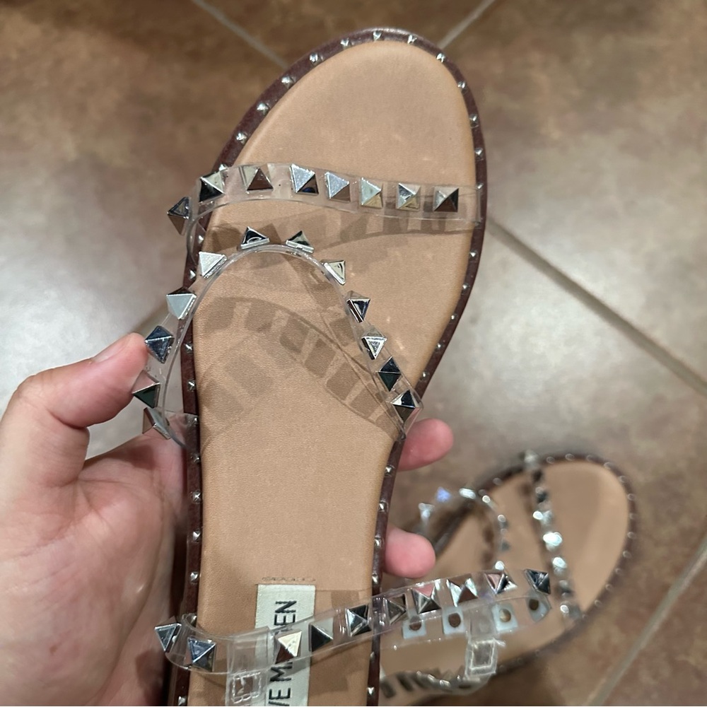 Steve Madden Travel Clear Studded Sandals - Picture 6 of 10